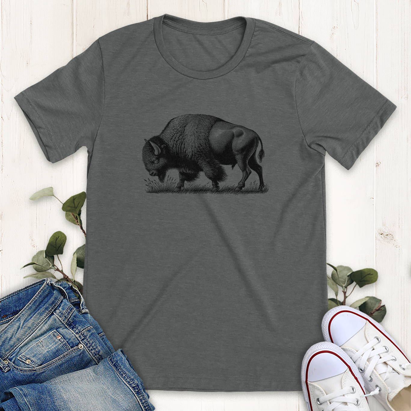 Deep heather American bison graphic t-shirt by Thistle and Brass