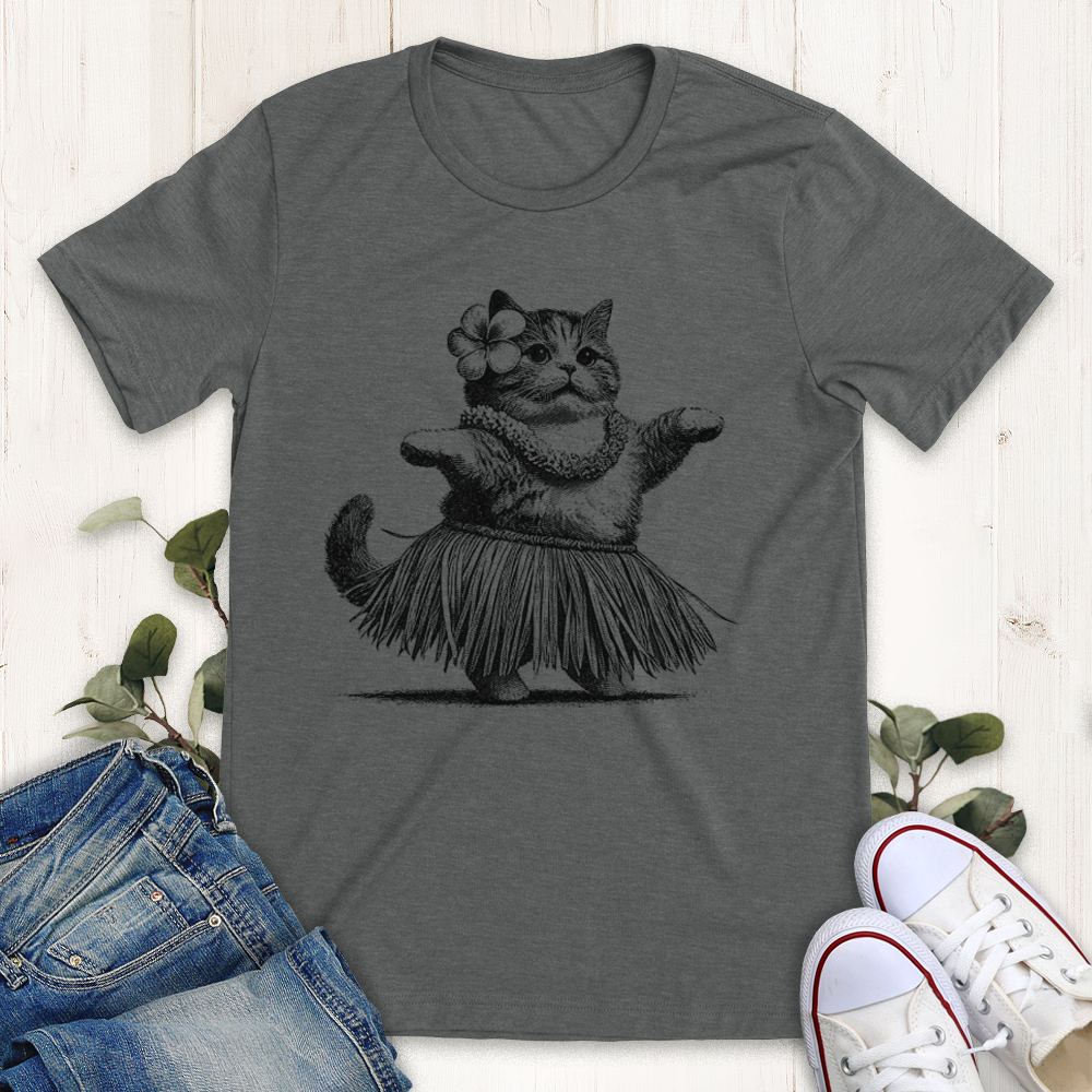 Deep heather Hula Cat graphic T-shirt from Thistle and Brass