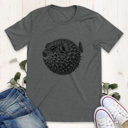 Deep heather Puffer fish graphic t-shirt by Thistle and Brass