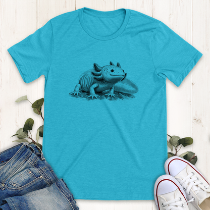 Heather aqua blue axolotl graphic t-shirt by Thistle and Brass