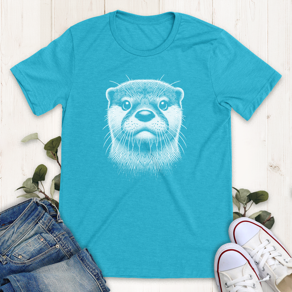 Heather aqua otter face graphic t-shirt from Thistle and Brass