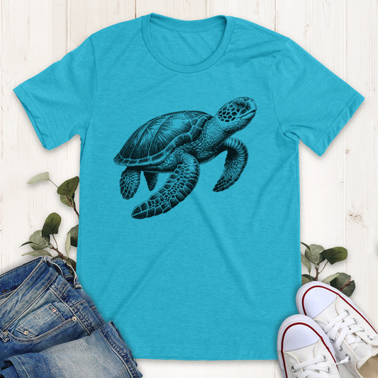 Heather Aqua Sea Turtle graphic tee by Thistle and Brass