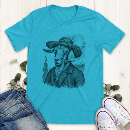 Heather aqua Van Goat graphic t-shirt by Thistle and Brass