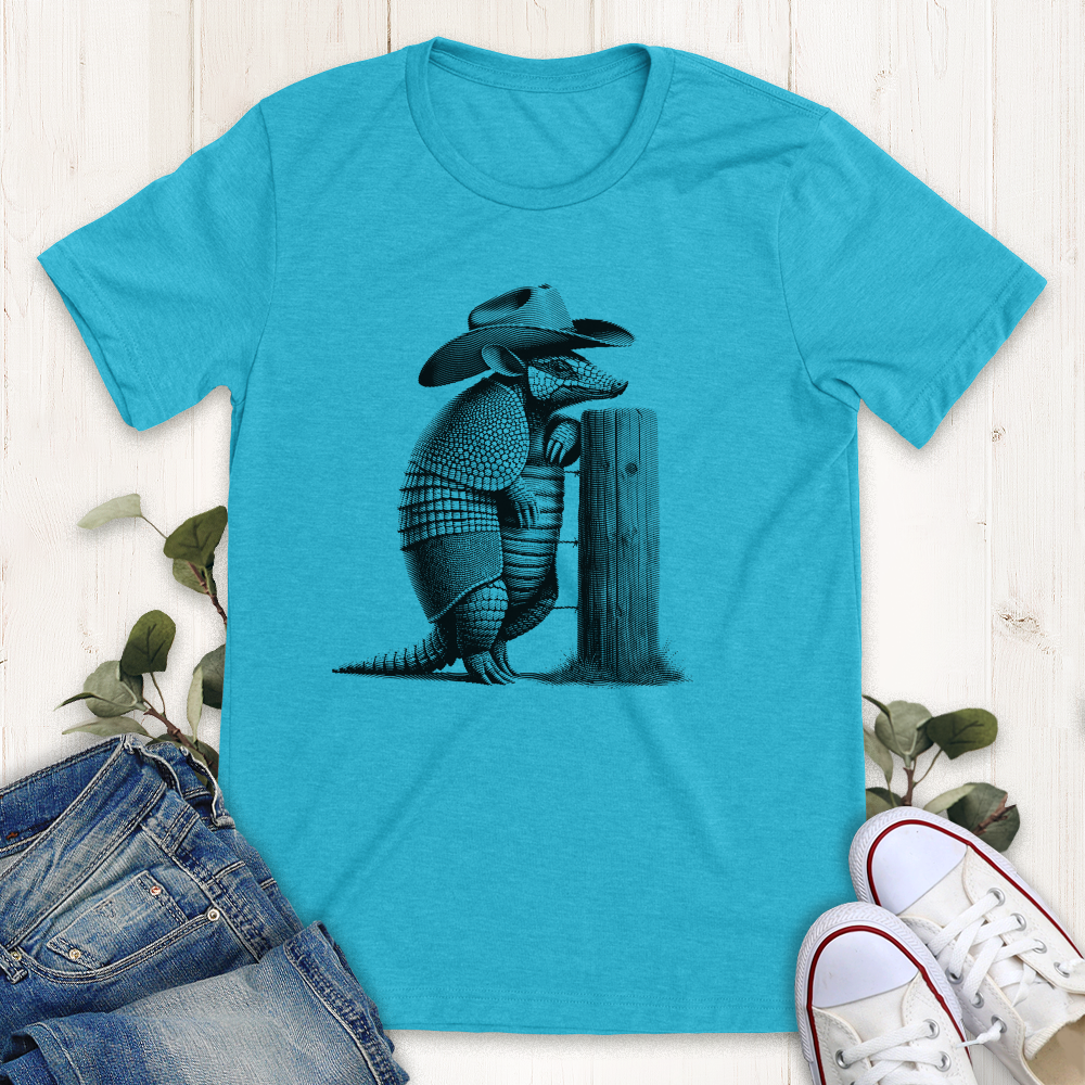 Heather aqua western armadillo graphic t-shirt by Thistle and Brass