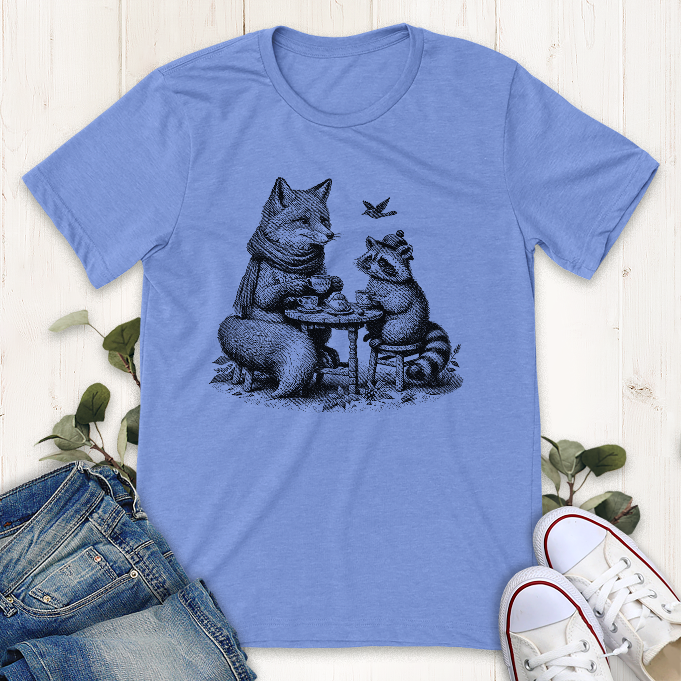 Heather cool blue cuppa tea graphic t-shirt by Thistle and Brass