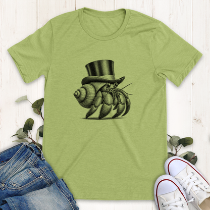 heather green dapper hermit crab graphic t-shirt by Thistle and Brass