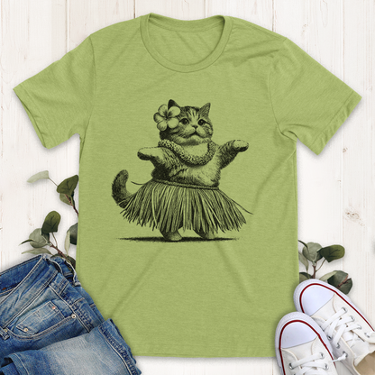 Heather green Hula Cat graphic T-shirt from Thistle and Brass