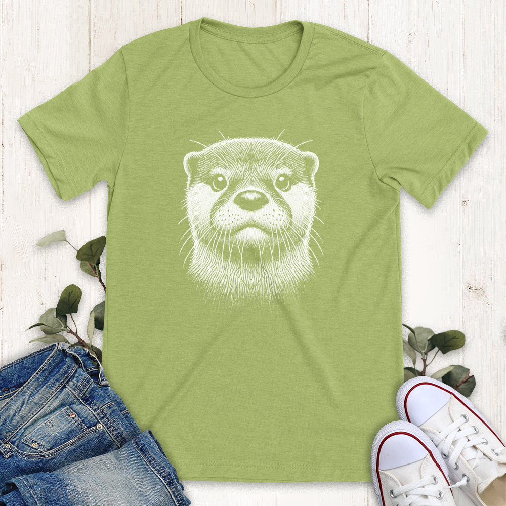 Heather green otter face graphic t-shirt from Thistle and Brass