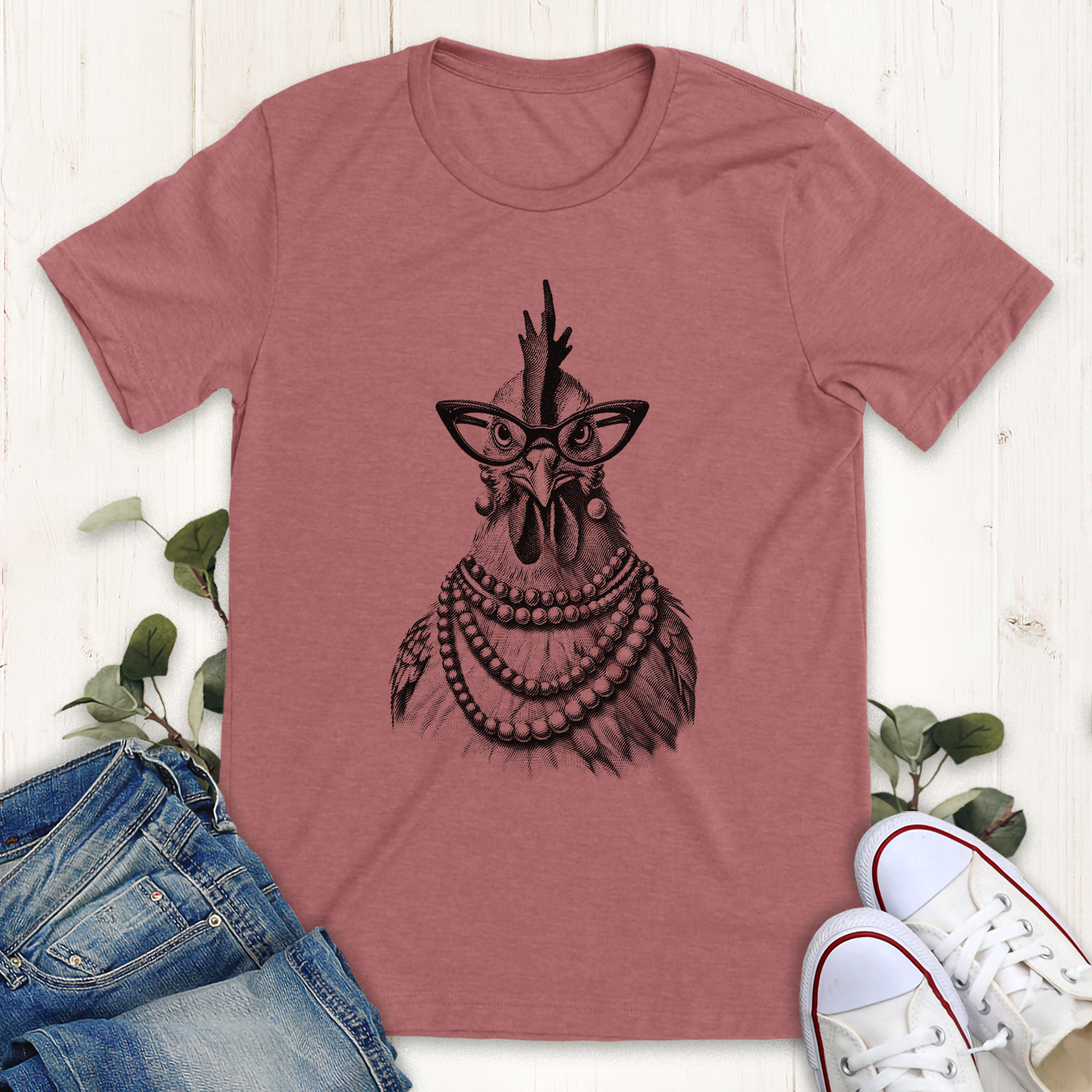 Heather mauve Fancy Chick graphic t-shirt by Thistle and Brass