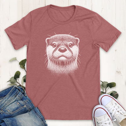 Heather mauve otter face graphic t-shirt from Thistle and Brass