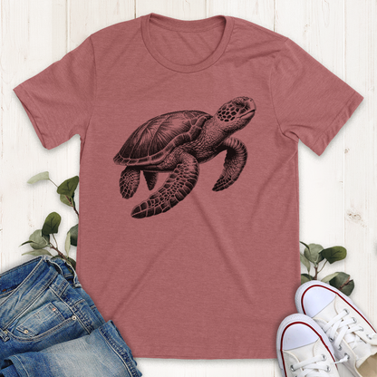 Heather mauve Sea Turtle graphic tee by Thistle and Brass