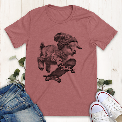 Heather Mauve skater goat graphic t-shirt by Thistle and brass