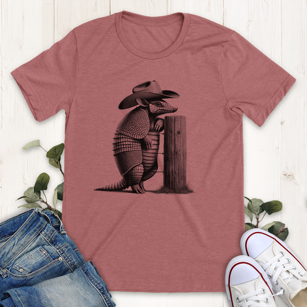 Heather mauve western armadillo graphic t-shirt by Thistle and Brass