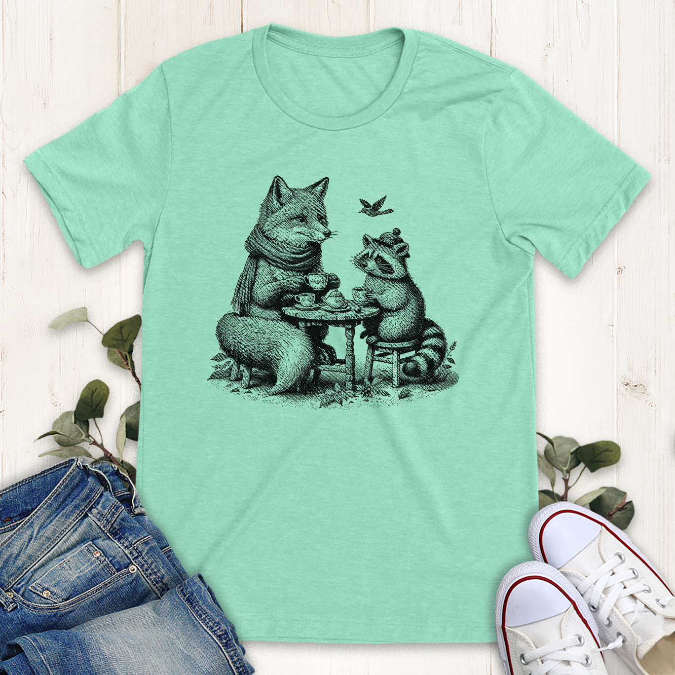 Heather mint cuppa tea graphic t-shirt by Thistle and Brass