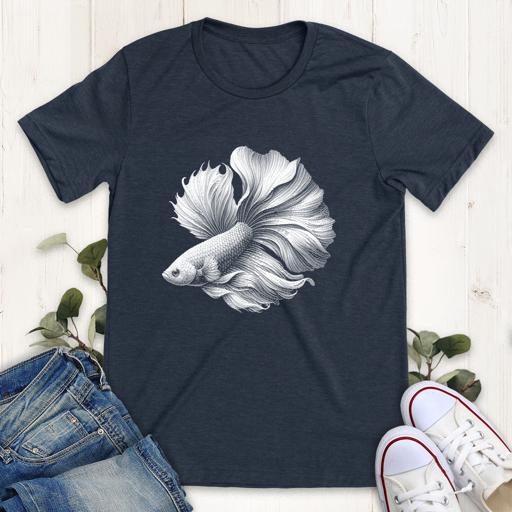 Heather navy Beta Fish t-shirt from Thistle and Brass