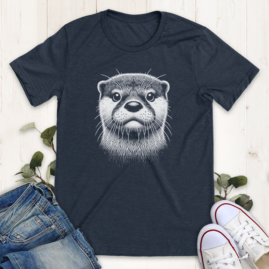 Heather navy otter face graphic t-shirt from Thistle and Brass