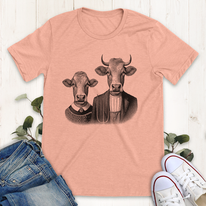 Heather peach American Cow Gothic graphic t-shirt by Thistle and Brass