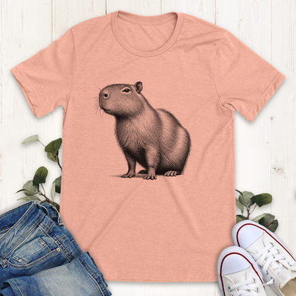 Heather Peach color Capybara graphic t-shirt by Thistle and Brass