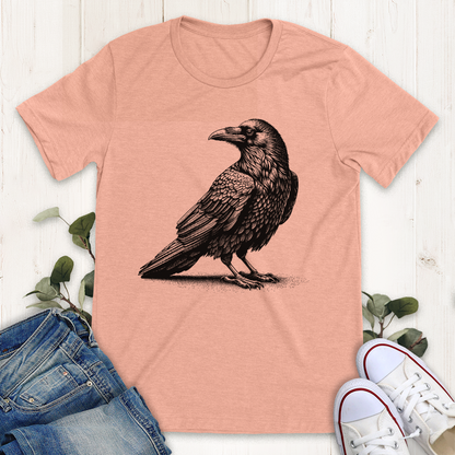 Heather peach Curious Raven t-shirt from Thistle and Brass