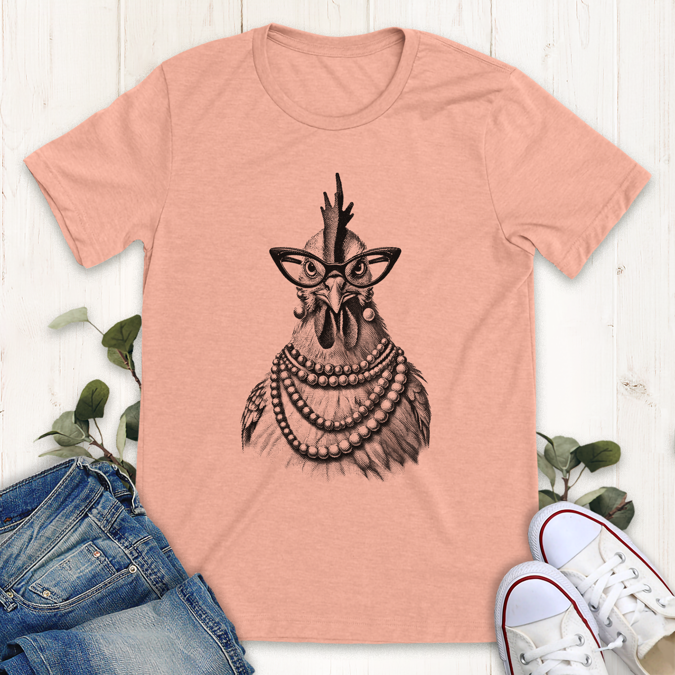 Heather peach Fancy Chick graphic t-shirt by Thistle and Brass