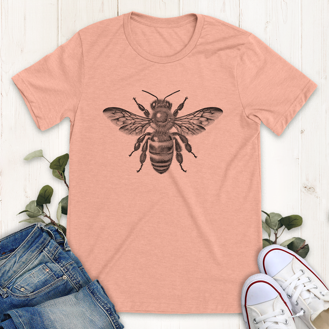 Heather peach honey bee graphic t-shirt by Thistle and Brass