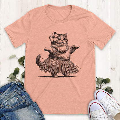 Heather peach Hula Cat graphic T-shirt from Thistle and Brass