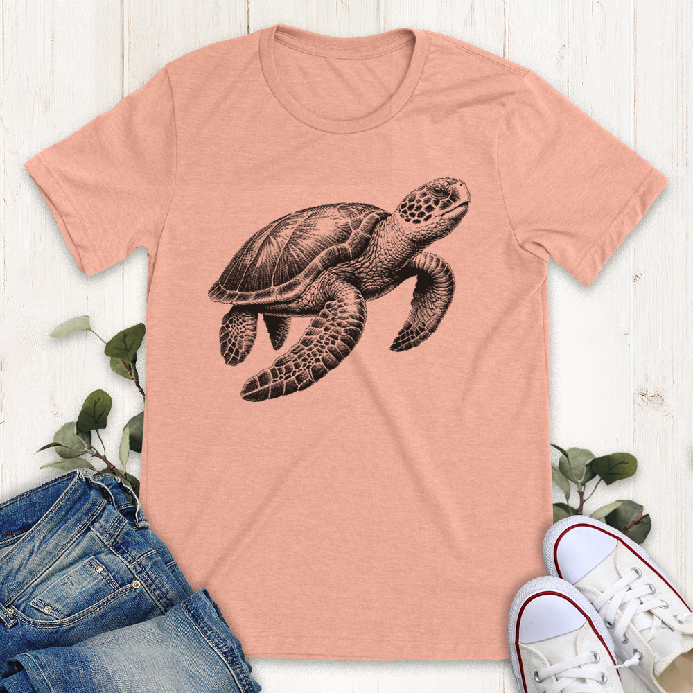 Heather peach Sea Turtle graphic tee by Thistle and Brass