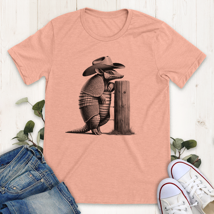 Heather peach western armadillo graphic t-shirt by Thistle and Brass