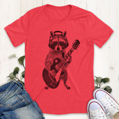 Heather red rockin raccoon graphic t-shirt by Thistle and Brass