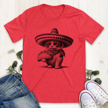 Heather red taco cat graphic t-shirt by Thistle and Brass