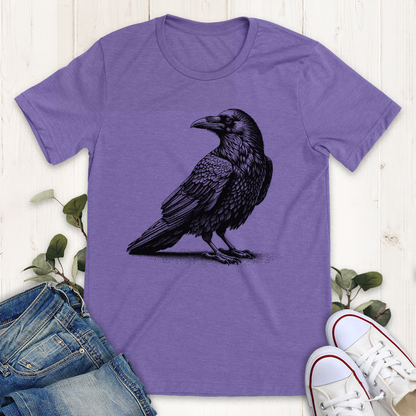 Heather team purple Curious Raven t-shirt from Thistle and Brass