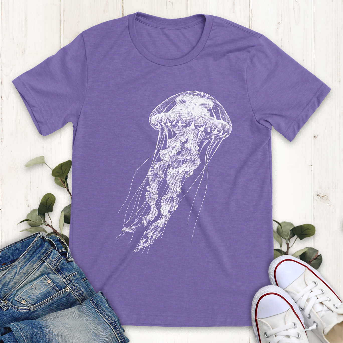 Heather purple Jellyfish graphic t-shirt by Thistle and Brass