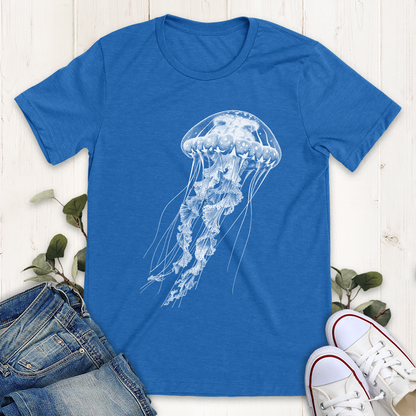 Heather true royal blue Jellyfish graphic t-shirt by Thistle and Brass