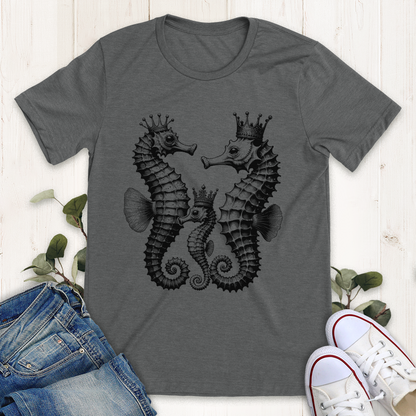 Deep heather Royal Seahorses graphic t-shirt from Thistle and Brass