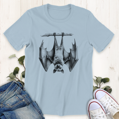 Baby blue Fruit bat graphic t-shirt by Thistle and Brass