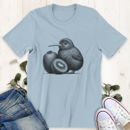 Baby blue Kiwi bird with a kiwi graphic t-shirt by Thistle and Brass