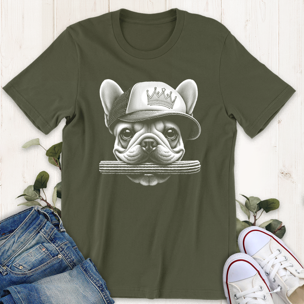 Military green churro frenchie French bull dog t-shirt from Thistle and Brass