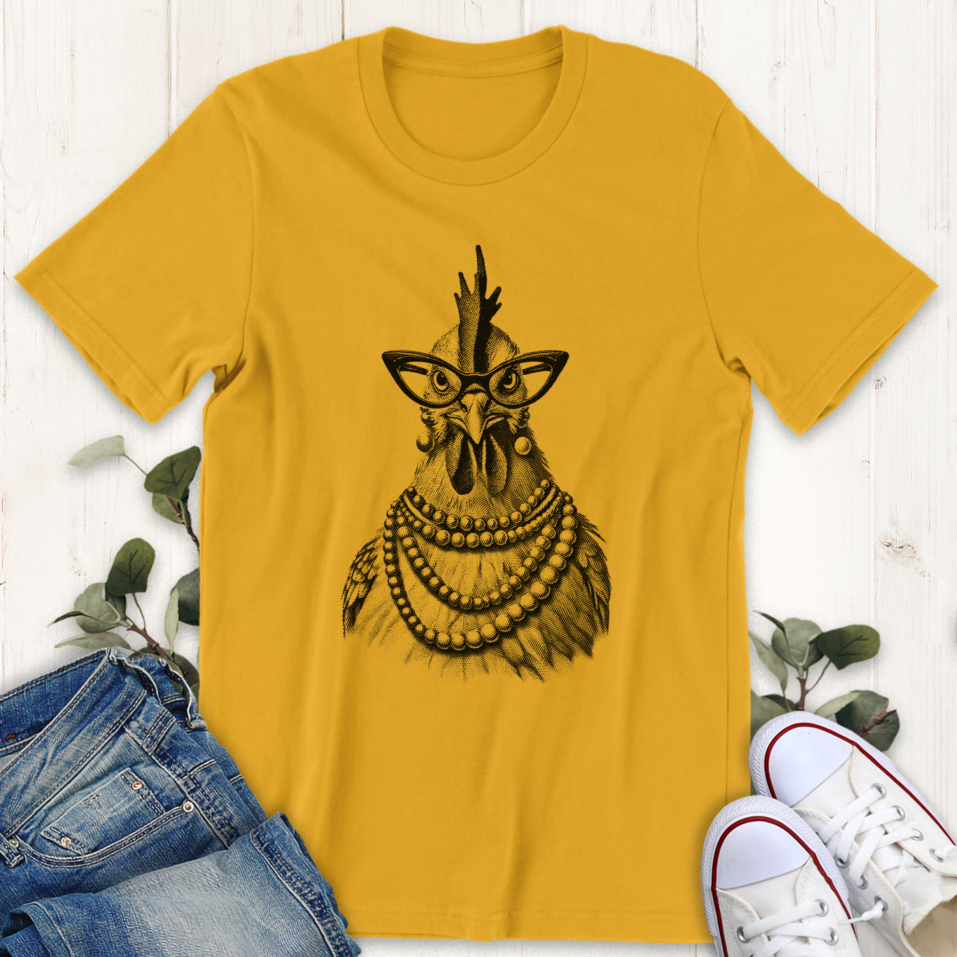 Gold Fancy Chick graphic t-shirt by Thistle and Brass