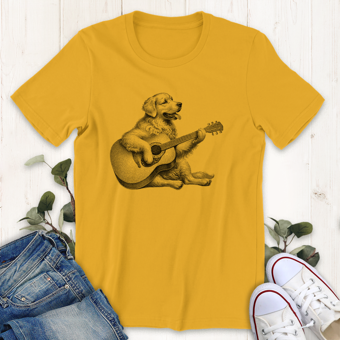 Good Retriever dog guitar graphic t-shirt by Thistle and Brass