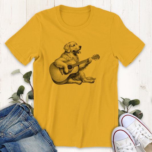 Good Retriever dog guitar graphic t-shirt by Thistle and Brass