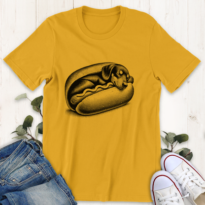 Gold weiner dog graphic t-shirt by Thistle and Brass