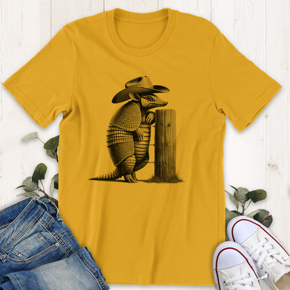 Gold western armadillo graphic t-shirt by Thistle and Brass