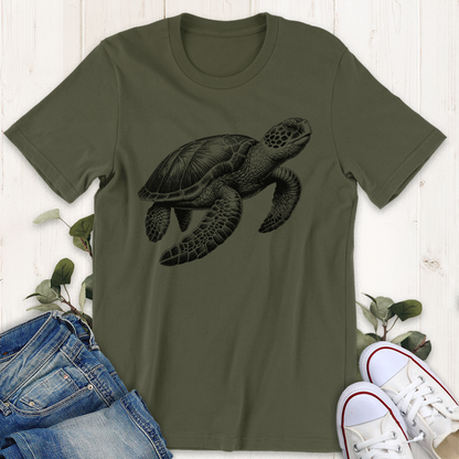 Military green Sea Turtle graphic tee by Thistle and Brass