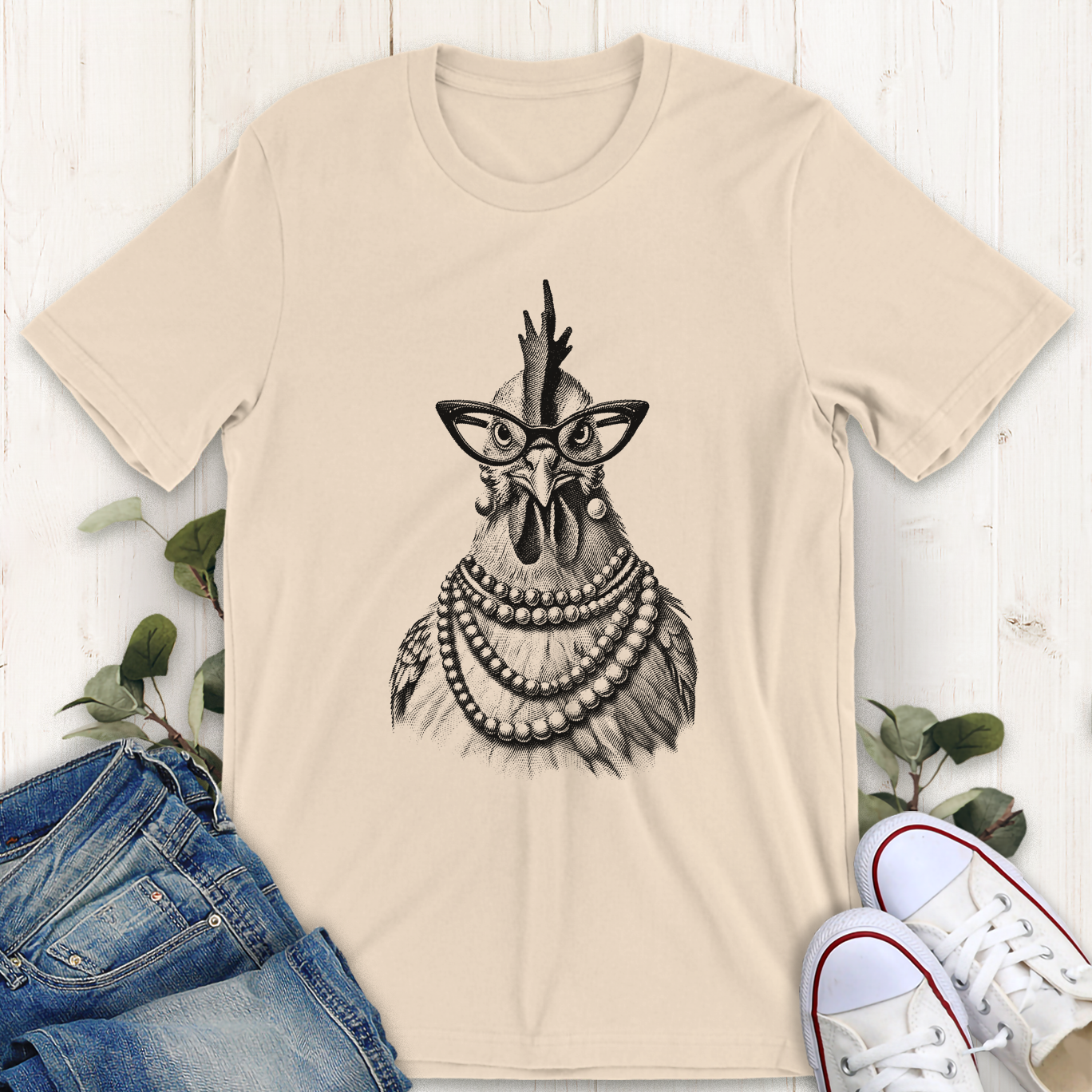 Soft cream Fancy Chick graphic t-shirt by Thistle and Brass