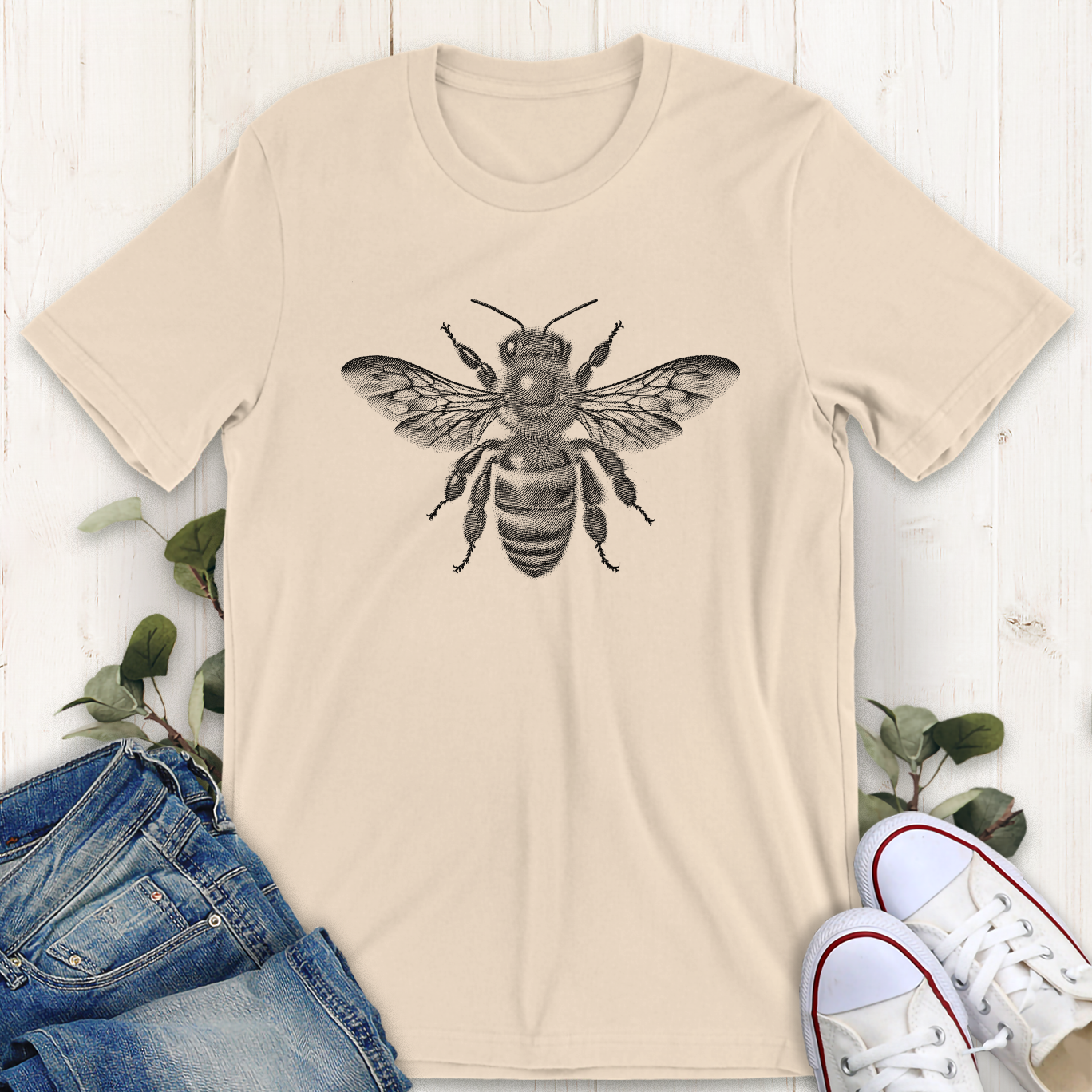 Soft cream honey bee graphic t-shirt by Thistle and Brass