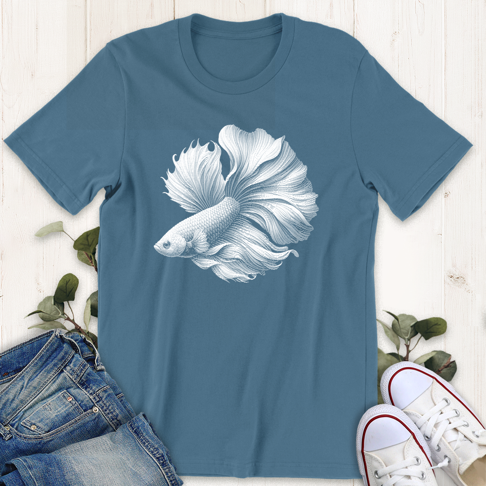 Steel blue Beta Fish t-shirt from Thistle and Brass