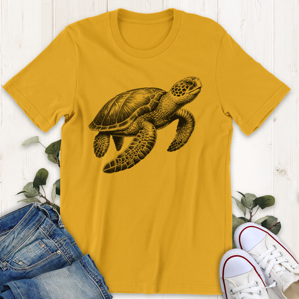 Gold Sea Turtle graphic tee by Thistle and Brass